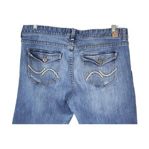 Maurices Premium Jeans Womens Size 13 / 14 Distressed Stretch Flare Blue Denim